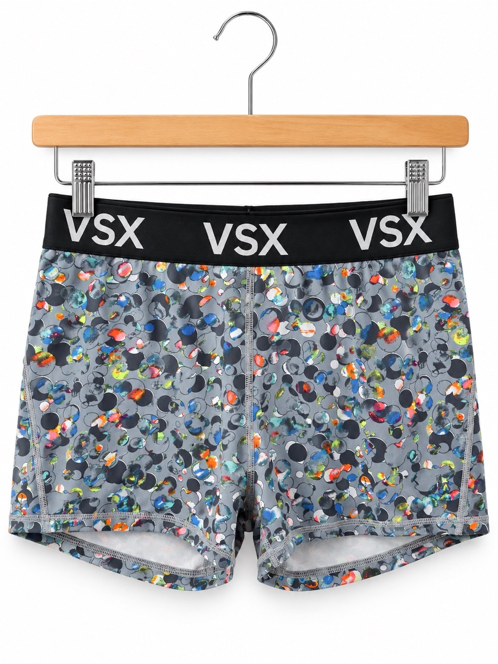 Victoria Sport VSX Gray Multicolor Print Running Shorts Large Logo Activewear